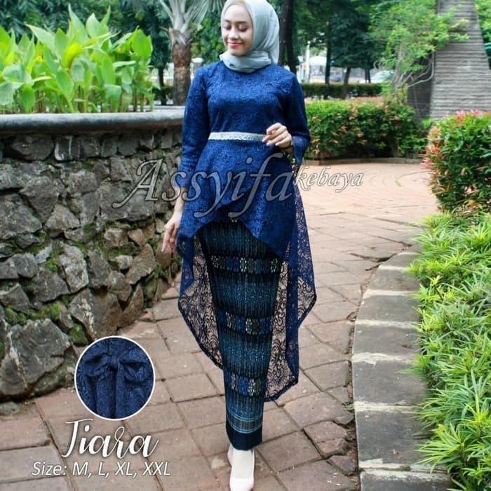 Gambar SETELAN KEBAYA TUNIK SYAHRINI BROKAT WARNA NAVY BIRU / KEBAYA DRESS - SETELAN NAVY, XXL dari Dewi_Kebaya undefined Tokopedia