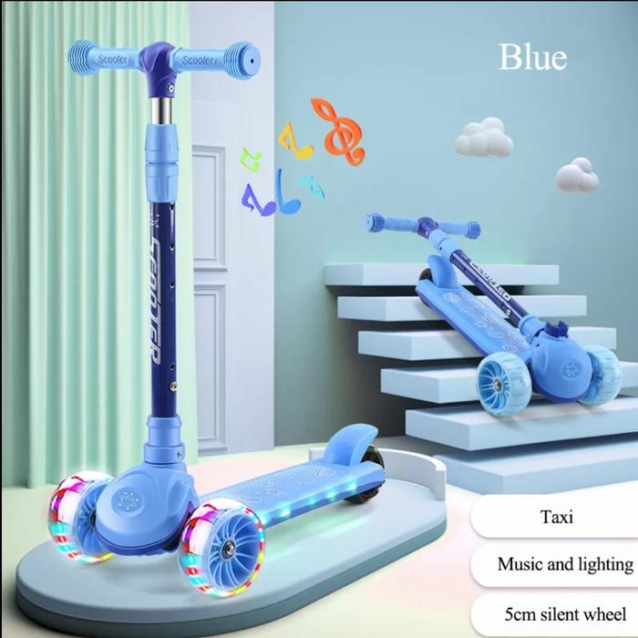 Gambar Scooter Skuter Anak Roda 3 Bisa Nyala Rangka Kuat Awet 2 - 12 Tahun - Biru dari imystore.official undefined Tokopedia