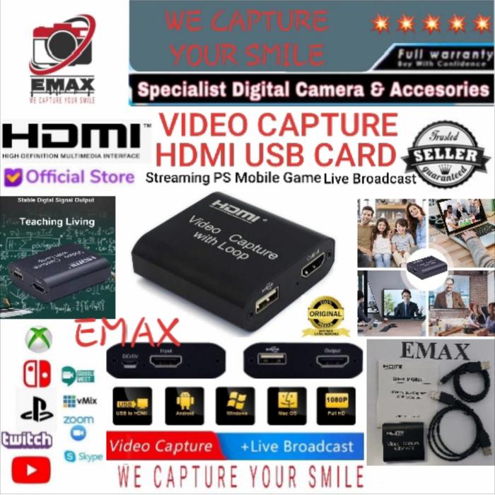 Gambar Video Capture HDMI USB Live Streaming PS Mobile Game YouTube with Loop - With Loop dari emax mall undefined Tokopedia