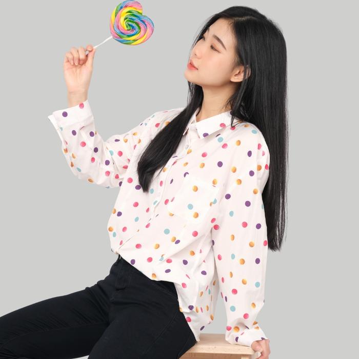 Gambar Monellina 50150 Baju Kemeja Atasan XXL Jumbo Lengan Panjang Wanita - Ungu, XXL dari Monellina Fashion undefined Tokopedia