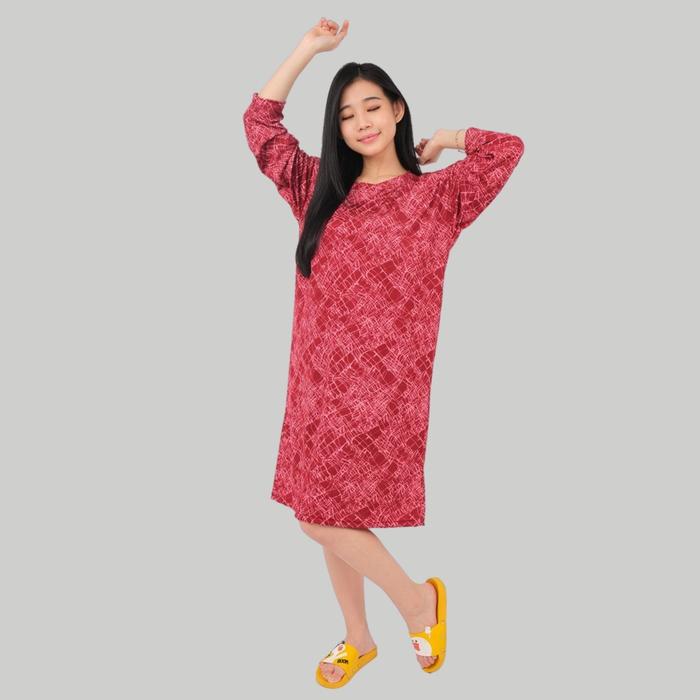 Gambar Monellina WALDA Baju Atasan Daster XXL Jumbo Lengan Panjang Wanita - Maroon, XXL dari Monellina Fashion undefined Tokopedia