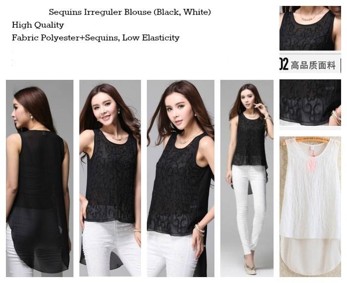 Gambar Top SEQUIN Irreguler Hitam Putih - Atasan Blouse Payet Fashion IW8787 dari IT butiq undefined Tokopedia