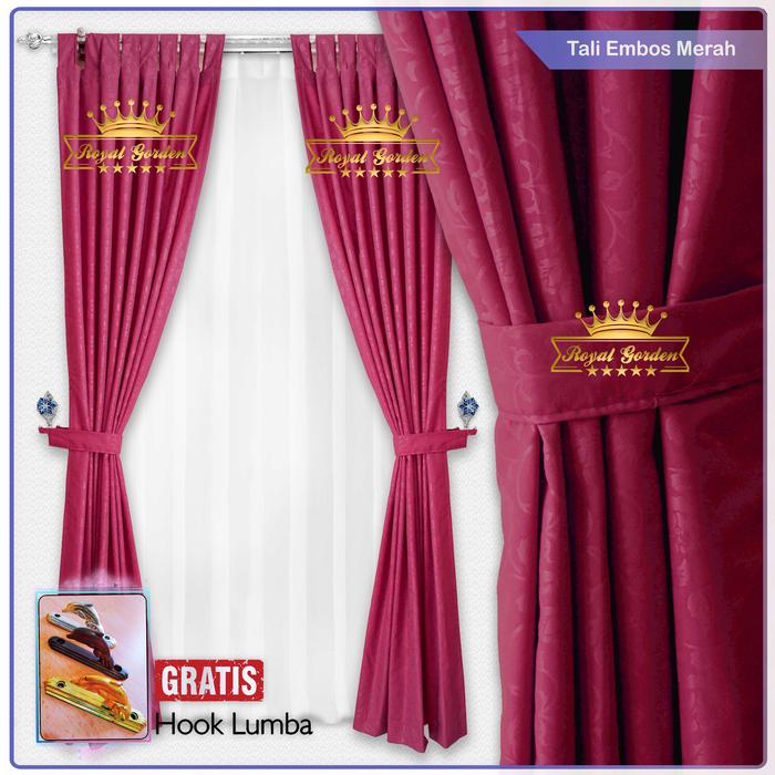 Gambar Gorden Jendela Minimalis Murah Tirai Jendela Pendek Hordeng pintu Tali - embs merah tali, 100x150 dari Royal Gorden_NEW undefined Tokopedia