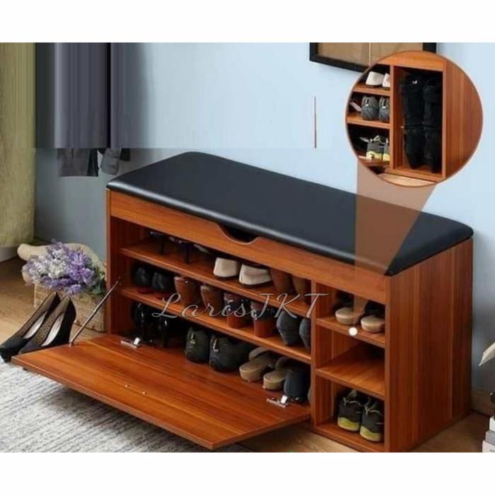 Jual Bench Rak Sepatu Kayu Jati - Sofa Rak Sepatu - Lemari Sepatu 3 ...