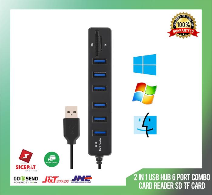 Gambar 2 in 1 USB Hub 6 Port Combo Card Reader SD/TF Card dari CamOnCamOn undefined Tokopedia
