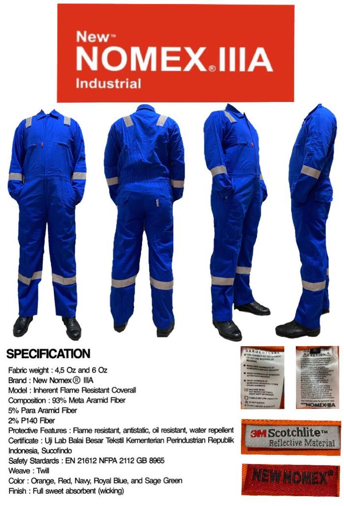 Gambar Wearpack Coverall NEW NOMEX IIIA ARAMID - Anti Api/Bara Bersertifikat - Biru, M dari Supplier Glodok undefined Tokopedia