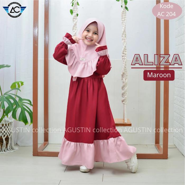 Gambar GAMIS SET ANAK ALIZA - maroon, XS dari Agustin_Collection undefined Tokopedia