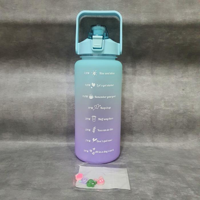 Gambar Botol minum 2 liter Penanda Waktu Motivasi Tritan With Sticker - Biru ungu dari Silhouette.box undefined Tokopedia