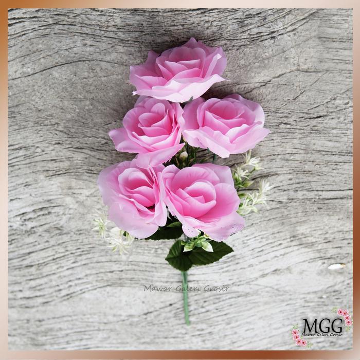 Gambar Bunga Mawar Rose Dekor Kombinasi X5 (satuan) Bunga Artificial Dekorasi - Pink dari mawargalerigrosir undefined Tokopedia