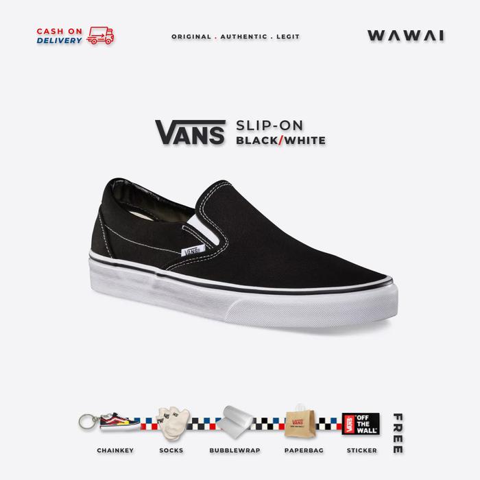 Jual Vans Slip On Classic Black White Hitam, 42 Kota Tangerang