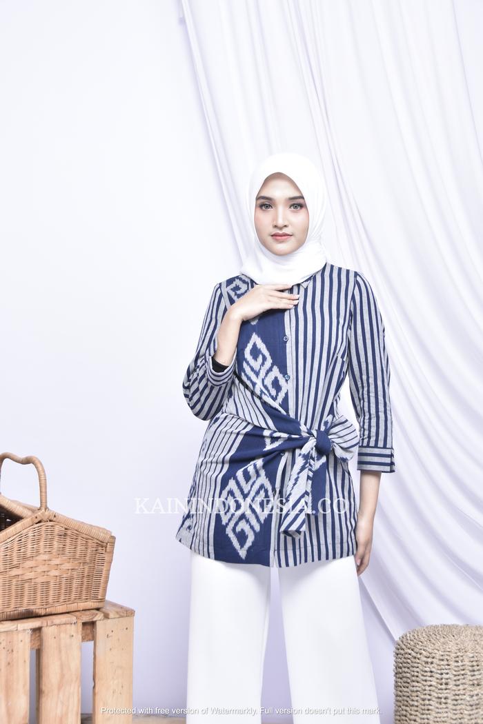 Gambar KI Kemeja Rania Zola Biru - Zola Biru, 4 dari KainIndonesiaCo undefined Tokopedia
