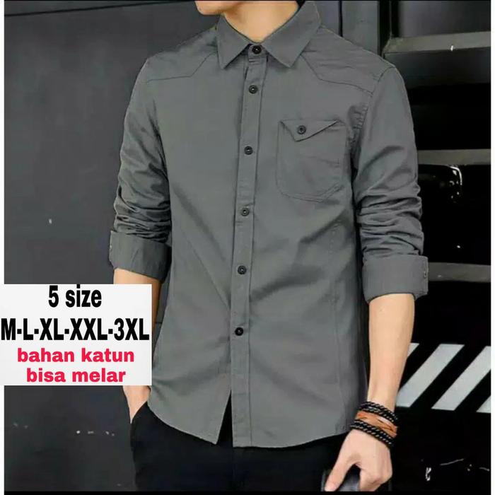 Gambar baju kerja pria kemeja kantor pria premium - Grey, L dari Kopi 7 Huruf undefined Tokopedia
