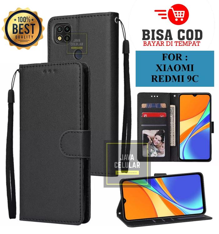 Gambar XIAOMI REDMI 9C Leather Flip-Wallet Case Kulit-Leather Flip Cover - Hitam, XIAOMI REDMI 9C dari Java Acc Store undefined Tokopedia