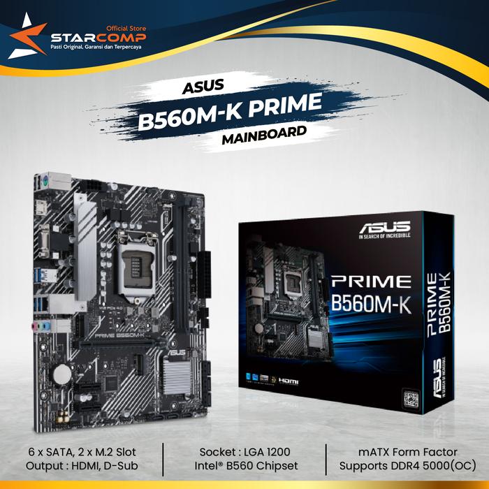 Gambar ASUS PRIME B560M-K LGA1200 B560 DDR4 USB3.2 SATA3 dari Starcomp Origin undefined Tokopedia