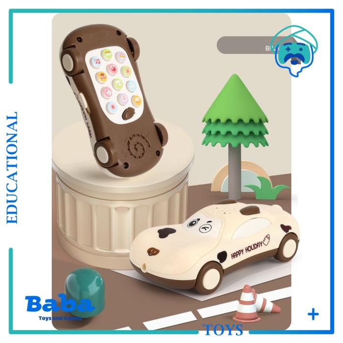 Gambar Mainan Edukasi Bayi Telepon Handphone HP Musik Car Phone Mobil Sapi - Cokelat dari Baba Toys undefined Tokopedia