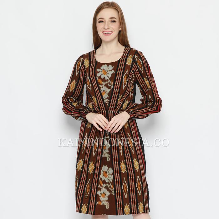 Gambar KI Dress Tenun Casual Kombinasi Citra Wina Abu Hijau - Coklat, 14 dari KainIndonesiaCo undefined Tokopedia