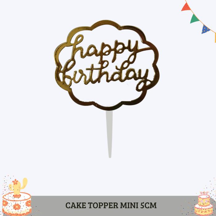 Gambar CAKE TOPPER HAPPY BIRTHDAY Mini 5 cm - Gold cloud dari Puffpopshop undefined Tokopedia