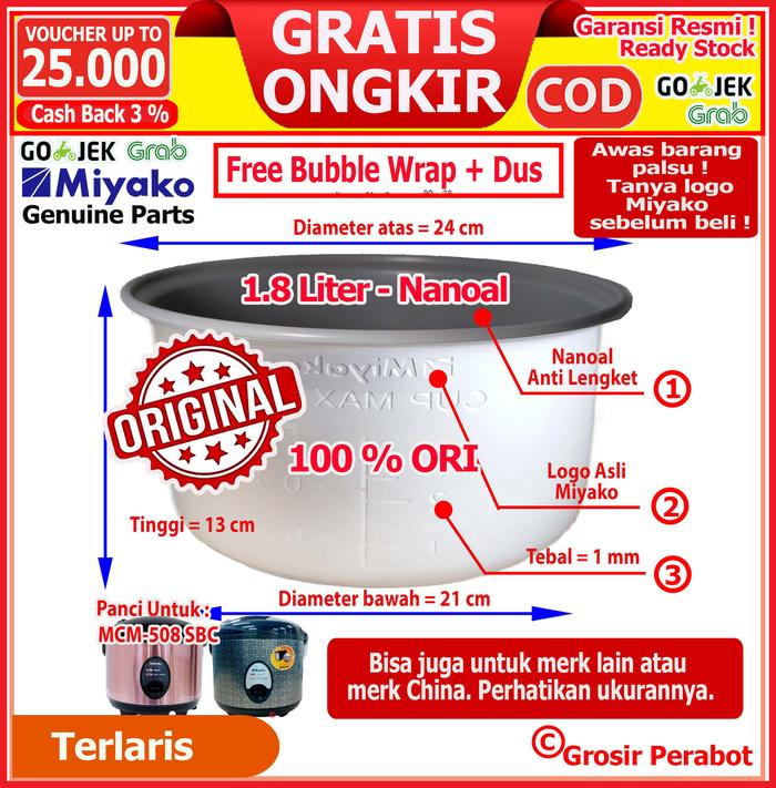 Gambar INNER POT RICE COOKER MAGIC COM MIYAKO 0.6 L 1.0 L 1.2 L 1.8 L 6 L - Panci Nanoal dari Anesti Shop undefined Tokopedia