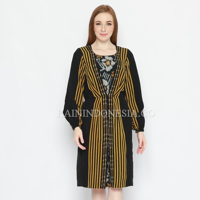 Gambar KI Dress Tenun Casual Kombinasi Citra Wina Kuning - Kuning, 4 dari KainIndonesiaco undefined Tokopedia