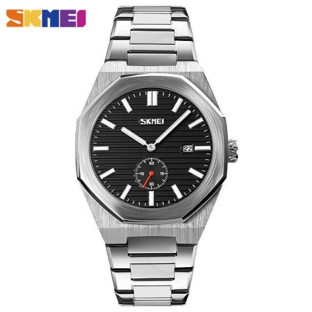 Gambar Jam Tangan Pria SKMEI 9262 Analog Date Jam Stainless Silver Hitam dari SKMEI MURAH & ORIGINAL undefined Tokopedia