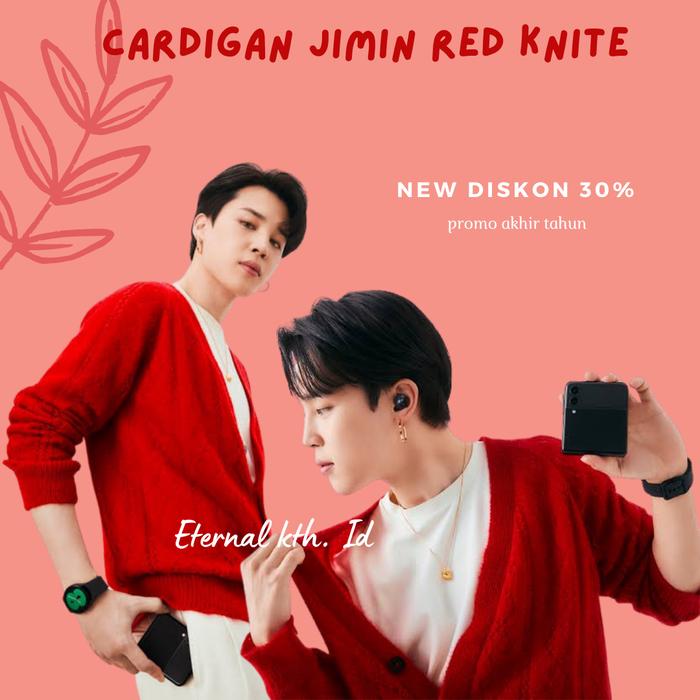 Jual CARDIGAN JIMIN RED KNITE BTS 