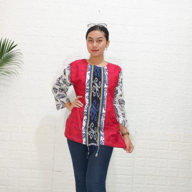 Gambar blus batik katun cap lengan panjang atasan wanita umsi top #59 - code 1, XXL dari Batik Kalimataya undefined Tokopedia