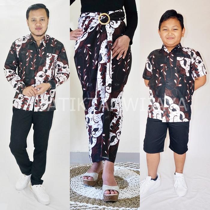 Set Batik Keluarga Mama Rok Lilit Papa Lengan Panjang Anak Pendek ROK  LILIT