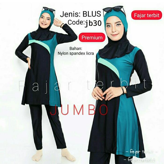 Gambar baju renang jumbo- big size-baju renang muslim dewasa-wanita muslimah - tosca, 6L dari brightlylit undefined Tokopedia
