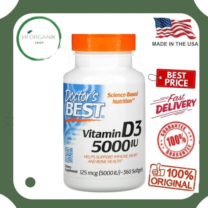 Gambar Doctor's Best Vitamin D3 125 mcg 5000 5.000 IU 720 Softgel ; 360 ; 180 - 360 Softgels dari Hi Organik Shop_NEW undefined Tokopedia