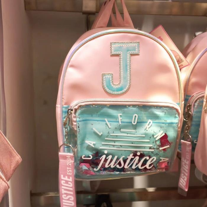 justice backpacks with letter j