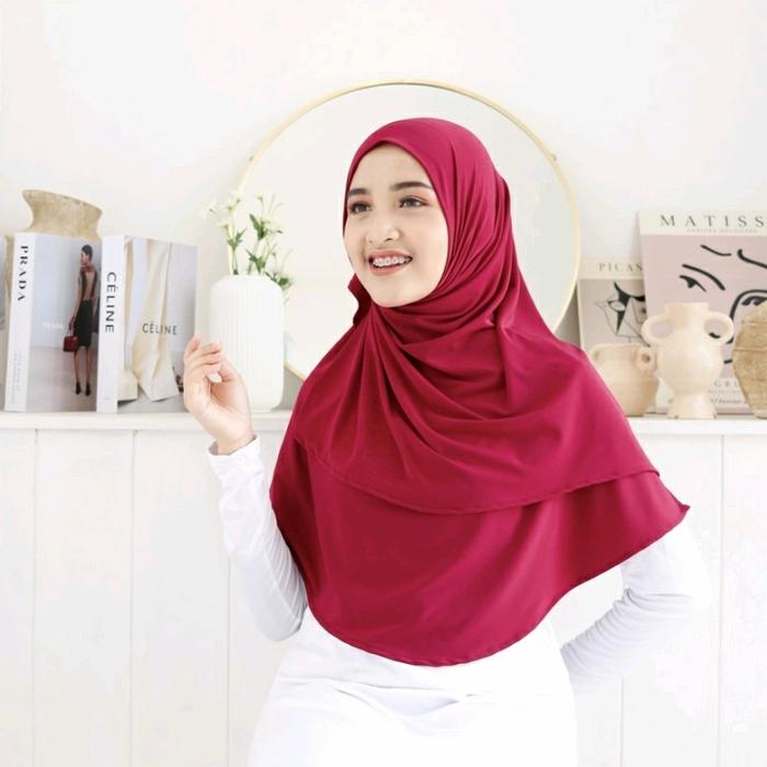 Gambar Pashmina instan kerudung pasmina Turki Jersey Jilbab panjang Premium - Maroon dari sabila_hijab.id undefined Tokopedia