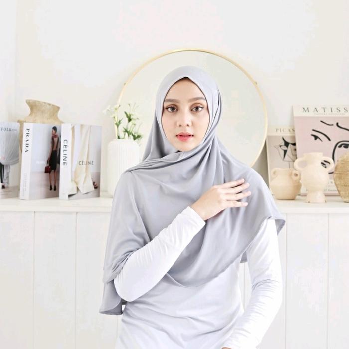 Gambar Pashmina instan kerudung pasmina Turki Jersey Jilbab panjang Premium - Misty grey dari sabila_hijab.id undefined Tokopedia