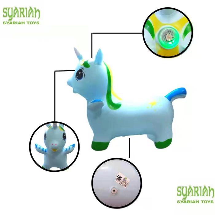 Gambar Mainan kuda karet sayap pegangan animal jumping musik lampu - Biru Muda dari SYARIAH TOYS undefined Tokopedia