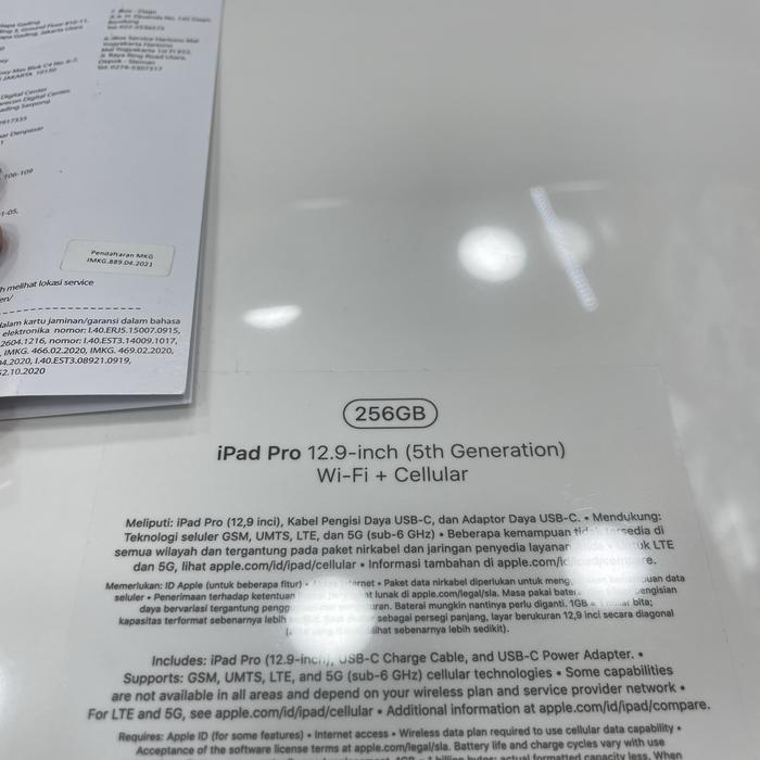Gambar Ipad pro 12.9-inch M1 2021 256GB 512GB wifi+cellular garansi IBOX - Abu-abu, 256 gb dari Silvershop2025 undefined Tokopedia