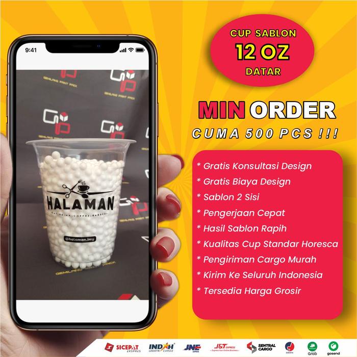 Gambar cup sablon 12oz datar custom untuk kopi kekinian - Hitam dari Gemilang Printing undefined Tokopedia