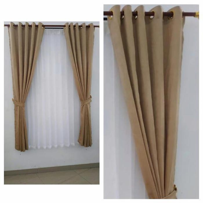 Gambar gorden gordyn hordeng jendela minimalis polos L 120 x T 230 - cream, L 120 x T 150 dari Central Curtains nusantara undefined 5 Tokopedia