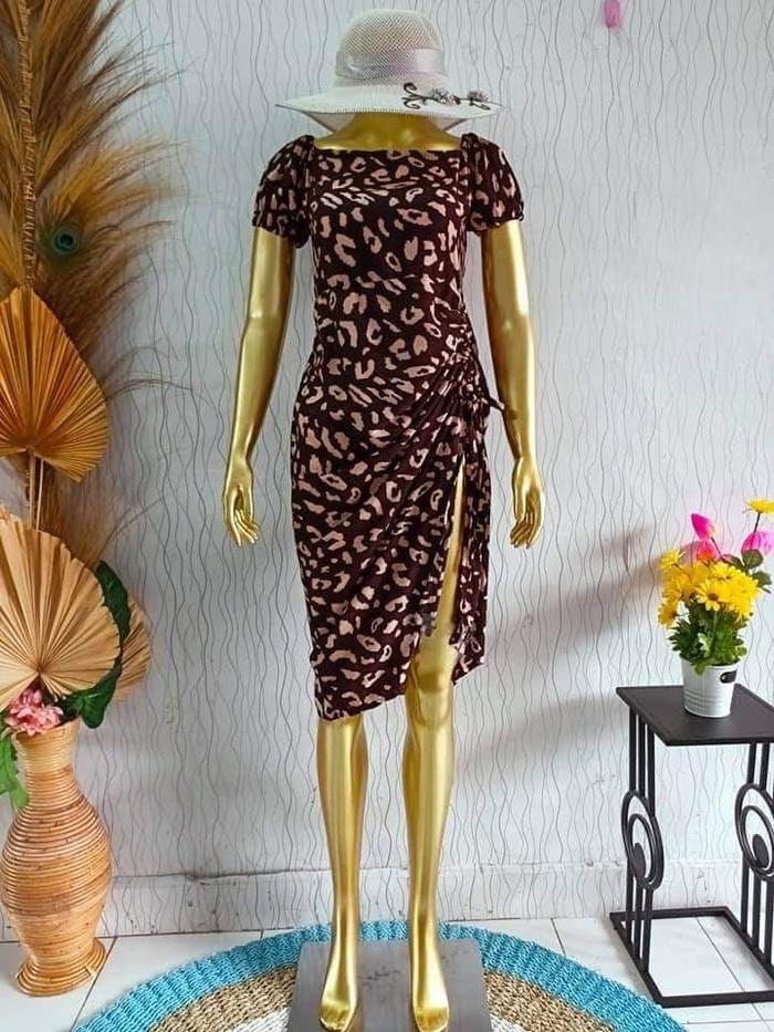 Gambar Dress Midi Sexy Alexandra - Leopard Coffee dari Souvenir Bali Budiman undefined Tokopedia