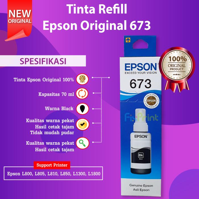Gambar Epson C13T673499 Yellow Tinta 673 Refill Printer L800 L805 L850 L1800 - Black dari FixPrint Indonesia undefined Tokopedia