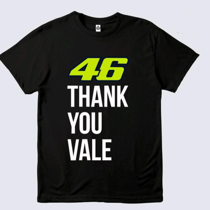 Gambar JEBER KAOS DISTRO THANK YOU VALE / BAJU VALENTINO ROSSI TERLARIS - S, Hitam dari KAOSSABLON.KU undefined Tokopedia