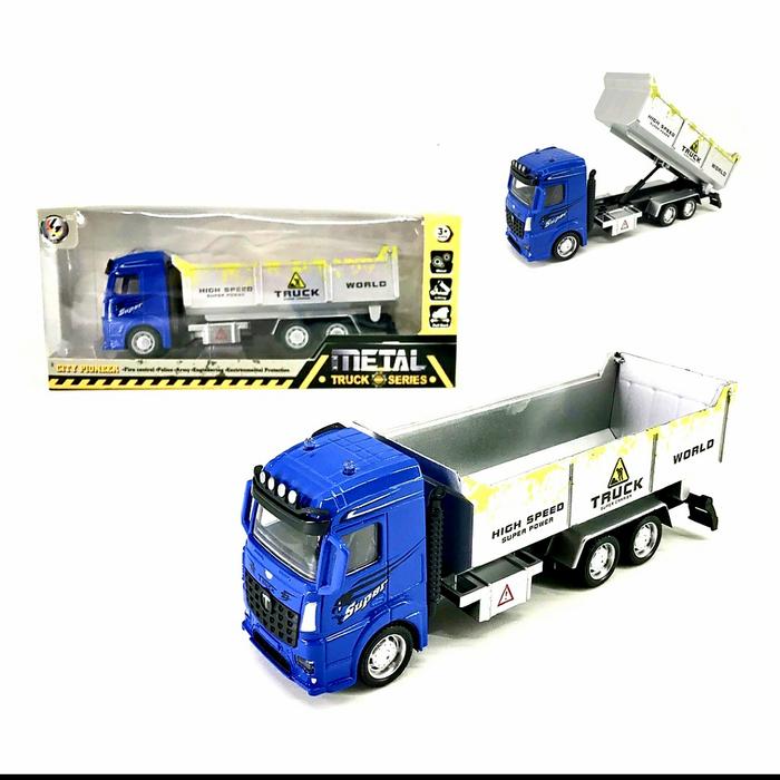 Gambar Diecast Dump truck metal alloy skala 1:32 - Biru dari DELVN TOYS undefined Tokopedia