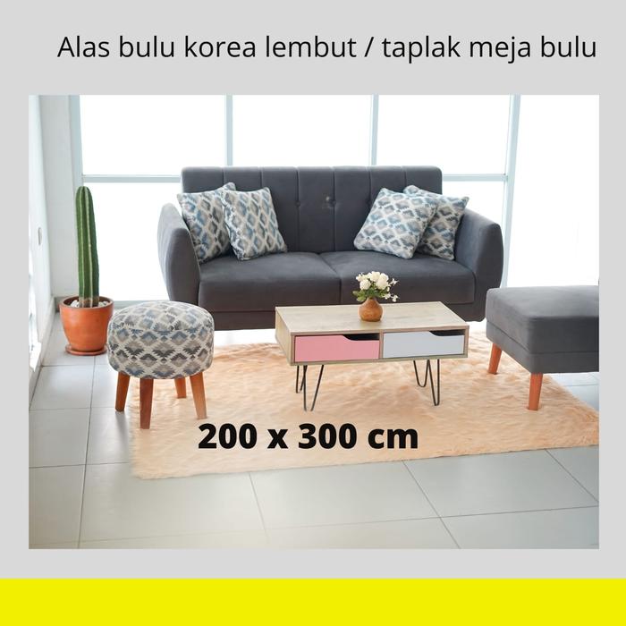 Gambar KARPET BULU KOREA 200 X 300 CM, ALAS LANTAI BULU, ALAS LESEHAN LEMBUT - cream dari Naimastore97 undefined Tokopedia