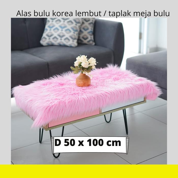 Gambar ALAS BULU KOREA 50 X 100 CM, TAPLAK MEJA BULU, KARPET BULU KOREA - light pink dari Naimastore97 undefined Tokopedia