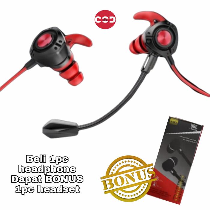 Jual Headset Gaming+Free Handsfree Earphone In-Ear Gaming With