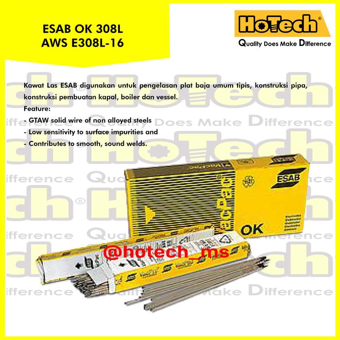 Gambar ESAB OK 308L size 3.2 x 350mm Stick SMAW Welding Electrode | Kawat Las dari HotechHardwareShop undefined Tokopedia