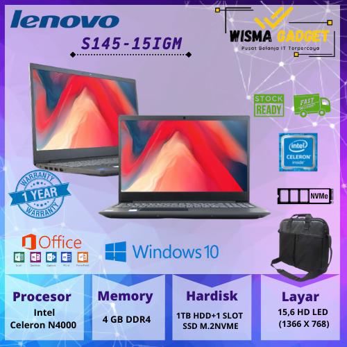 Gambar PROMO LAPTOP 5JT - LENOVO S145 N4000 | 4GB | SSD 256GB | 15,6" | BARU - 4 gb dari WISMA GADGET undefined Tokopedia