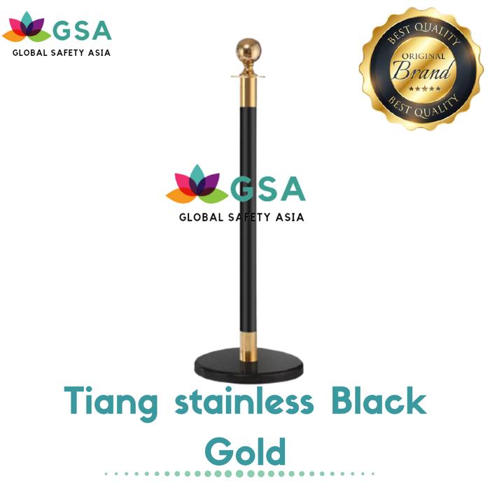 Gambar Tiang Antrian Gold Tiang antrian Tiang pembatas Pembatas antrian Stain - Tiang Hitam dari Global Safety Asia undefined Tokopedia