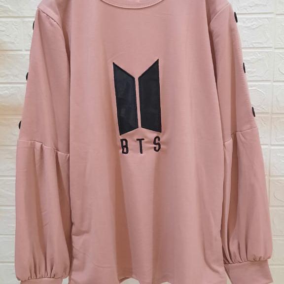 Gambar KAOS ATASAN WANITA BABY TERRY IMPORT SPANDEK LENGAN PANJANG PUFFy - dusty pink dari Gween fashion undefined Tokopedia