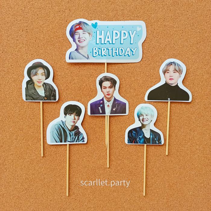 Gambar TOPPER HAPPY BIRTHDAY SUGA BTS HBD TUSUKAN ULANG TAHUN DEKORASI ULTAH - TOPPER dari Scarllet Party undefined Tokopedia