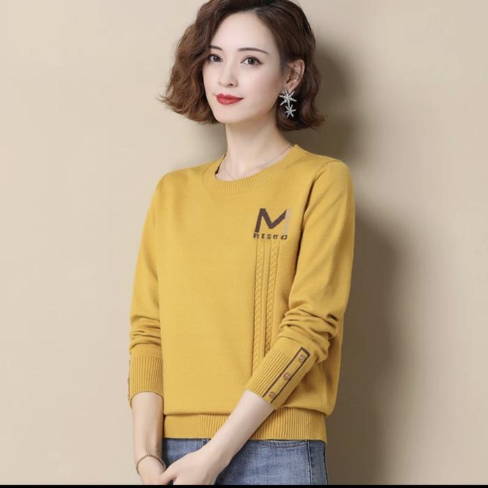 Gambar BLOUSE KNITT KOREAN STYLE SWEATER WANITA BAJU ATASAN IMPORT FASHION - Yellow dari Orion Fashion undefined Tokopedia
