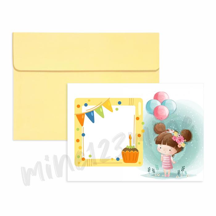 Gambar BIRTHDAY CARD FOR GIRLS / KARTU ULANG TAHUN ANAK PEREMPUAN + AMPLOP - YELLOW CAKE dari mine123mine undefined Tokopedia
